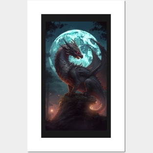 Moon Dragon Posters and Art